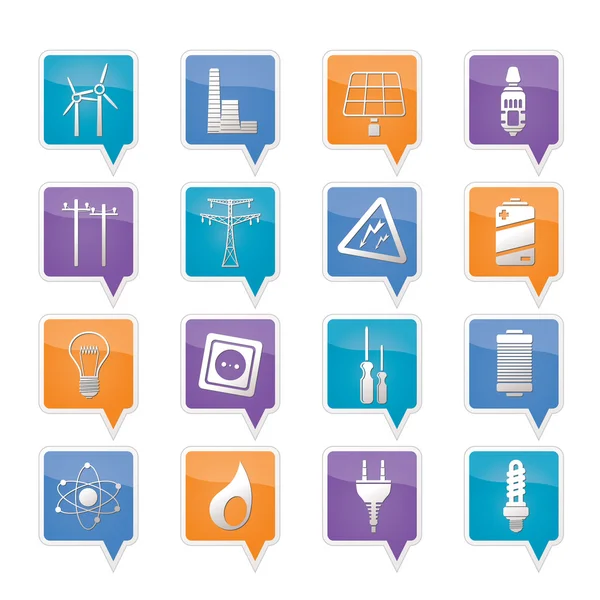 Electricity, power and energy icons — Stock Vector