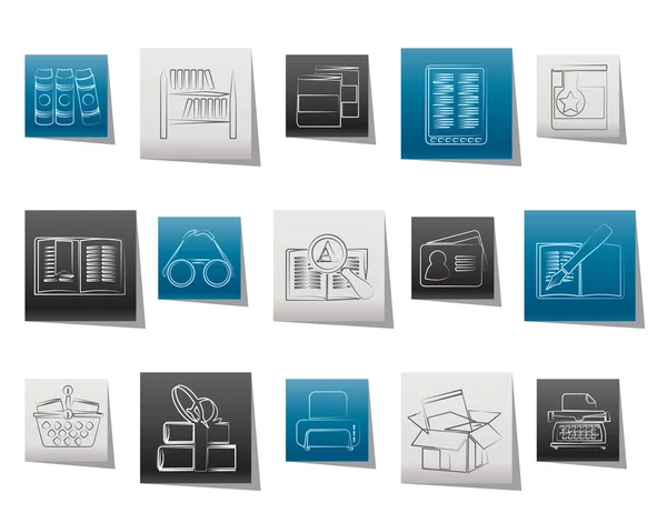 Biblioteca y libros Iconos — Vector de stock