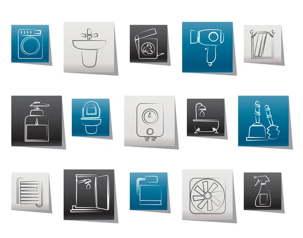 Łazienka i Toaleta obiektów i ikony — Wektor stockowy