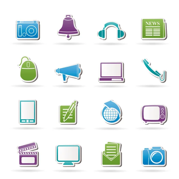 Iconos de comunicación y medios de comunicación — Vector de stock