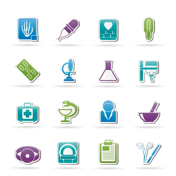 Ikoner för hälso- och sjukvård och medicin — Stock vektor