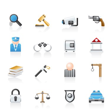 Law, Police and Crime icons clipart