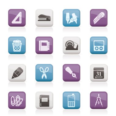 Business and office objects icons clipart