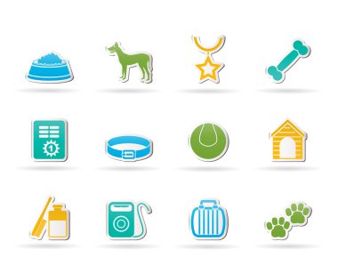 Dog accessory and symbols icons clipart