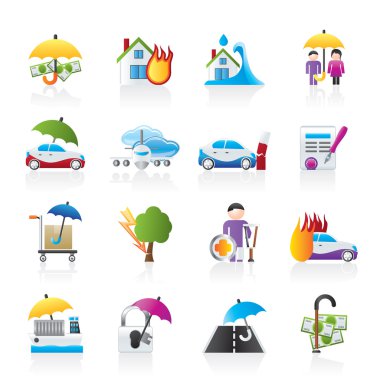 Insurance and risk icons clipart