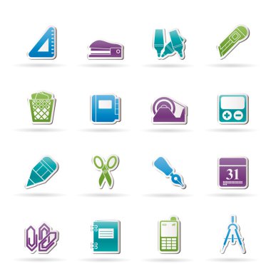 Business and office objects icons clipart