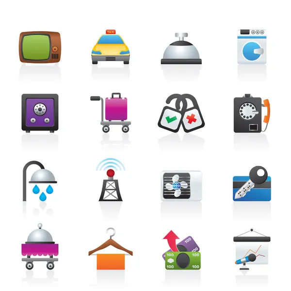 Hotel and motel room facilities icons — Stock Vector