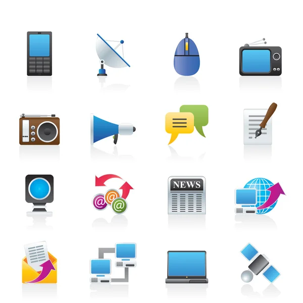 Icone della comunicazione e della tecnologia — Vettoriale Stock