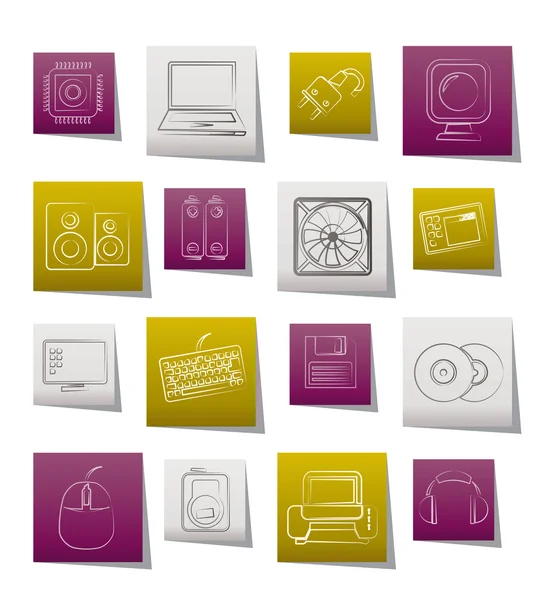 Artículos de ordenador y accesorios iconos — Vector de stock