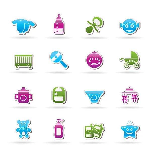Baby, children and toys icons — Stock Vector