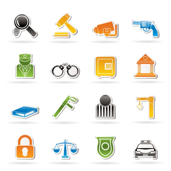 Law, Police and Crime icons — Stock Vector