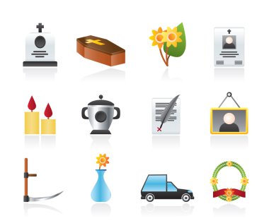 Funeral and burial icons clipart