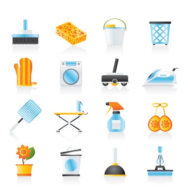 Household objects and tools icons clipart