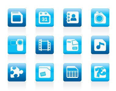 cep telefonu, bilgisayar ve internet simgeler