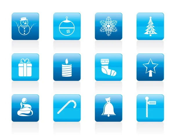 Vackra jul och vinter ikoner — Stock vektor