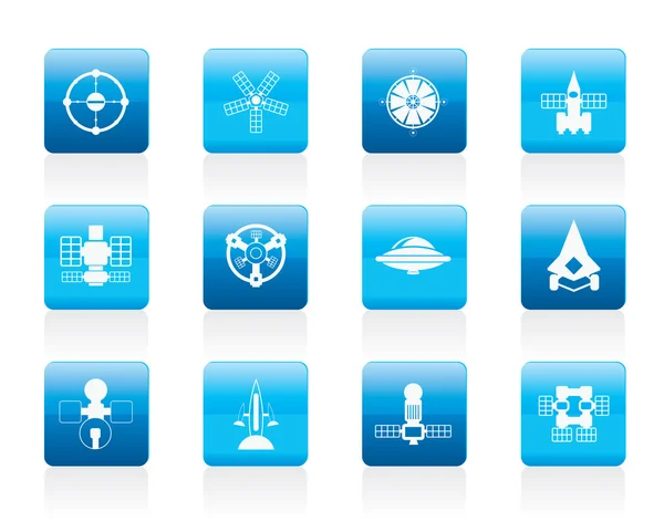 Diversi tipi di future icone di veicoli spaziali — Vettoriale Stock