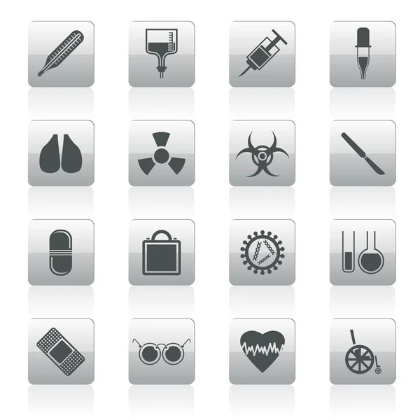 Collectie van medische thema iconen en waarschuwingssignalen — Stockvector