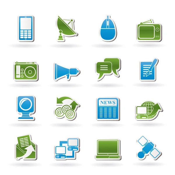 Icone della comunicazione e della tecnologia — Vettoriale Stock