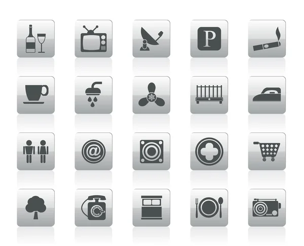 Hotel and Motel objects icons — Stock Vector