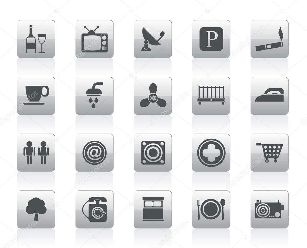 Hotel and Motel objects icons