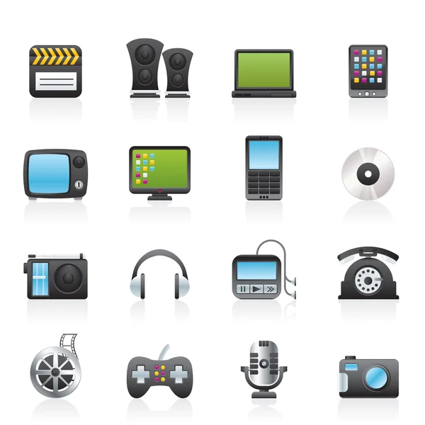 Multimedia en technologie pictogrammen — Stockvector