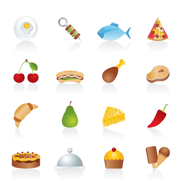 Diferentes tipos de iconos de alimentos — Archivo Imágenes Vectoriales