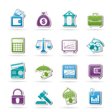 Business, finance and bank icons clipart