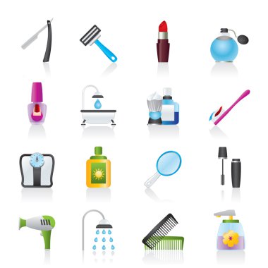 Body care and cosmetics icons clipart