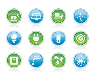 Ecology, power and energy icons clipart