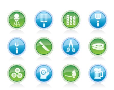 Picnic, barbecue and grill icons clipart