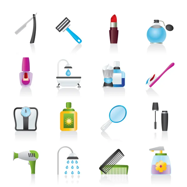 Iconos de cuidado corporal y cosméticos — Vector de stock