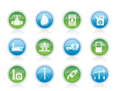 Oil and petrol industry objects icons clipart