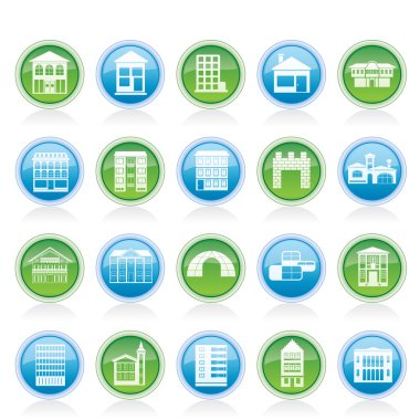 Different kinds of houses and buildings clipart