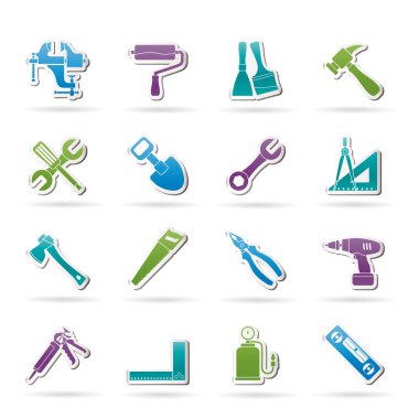 Building and Construction work tool icons clipart