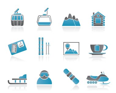 Ski Track and sport icons clipart