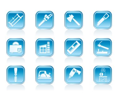 Woodworking industry and Woodworking tools icons clipart