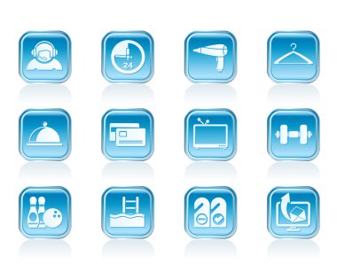 Hotel and motel amenity icons clipart