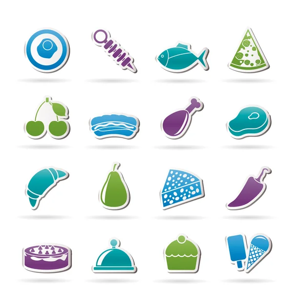Diversi tipi di icone alimentari — Vettoriale Stock
