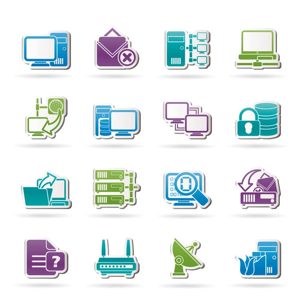 Réseau informatique et icônes Internet — Image vectorielle