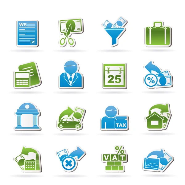 Taxes, business and finance icons — Stock Vector