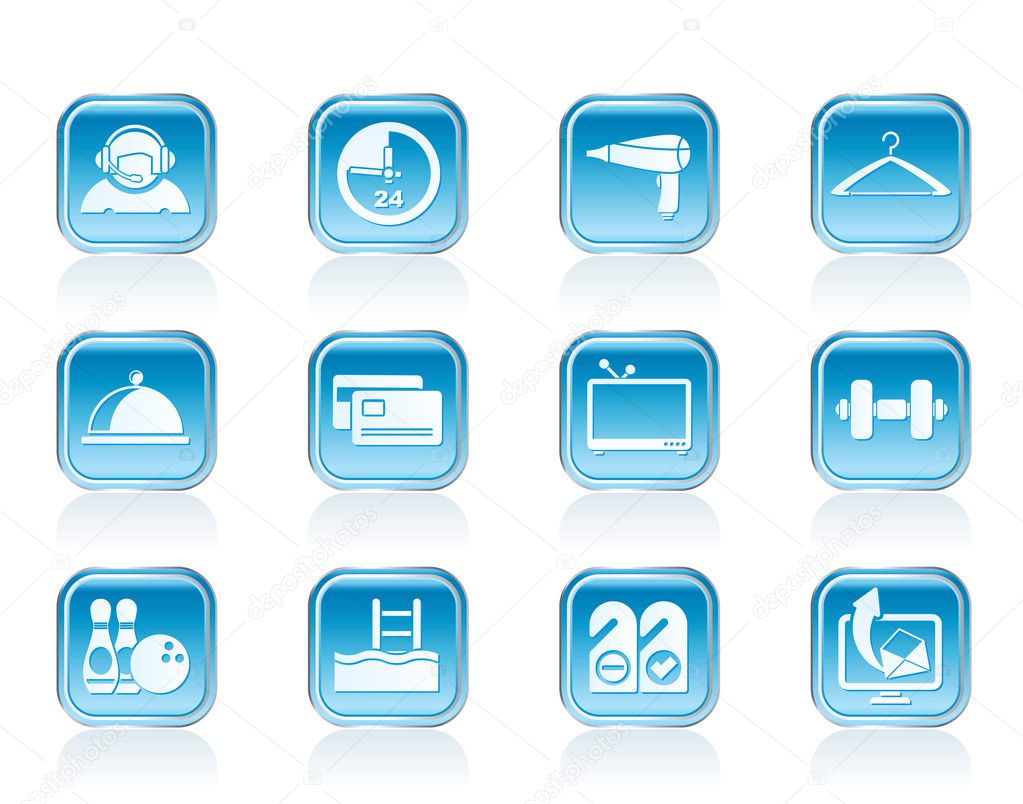 Hotel and motel amenity icons