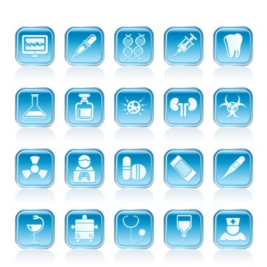 Healthcare, Medicine and hospital icons clipart