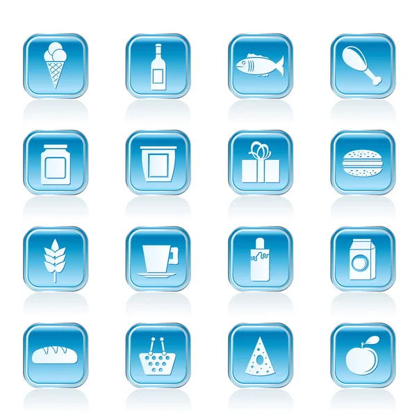 Boutique, aliments et boissons icônes — Image vectorielle