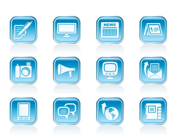 Canaux de communication et icônes des médias sociaux — Image vectorielle