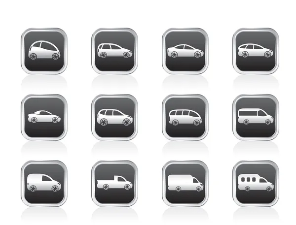 Різні типи значків автомобілів — стоковий вектор
