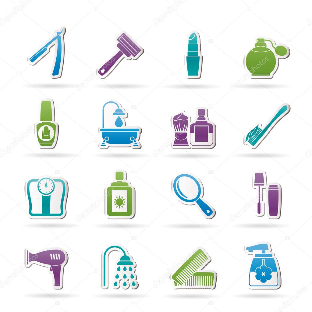 Body care and cosmetics icons
