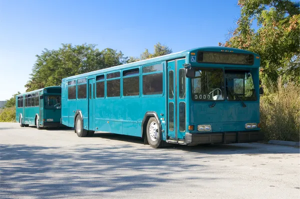 Dwa autobusy niebieski — Zdjęcie stockowe