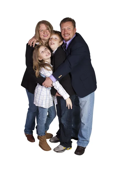 Linda familia posando sobre fondo blanco — Foto de Stock