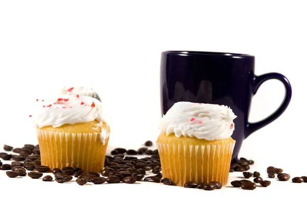 Caneca de café isolada com Cupcake — Fotografia de Stock