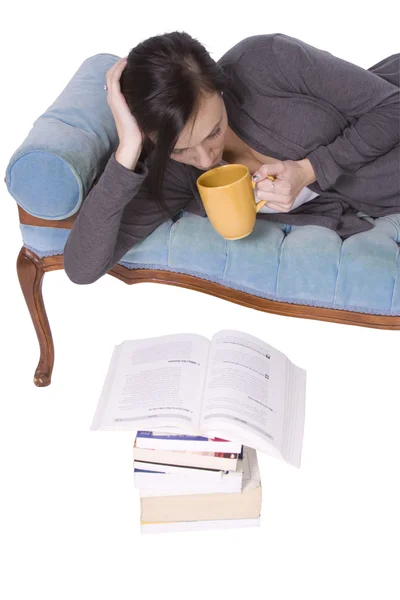 Stylish Cute Girl Reading a Book — Stock Photo, Image